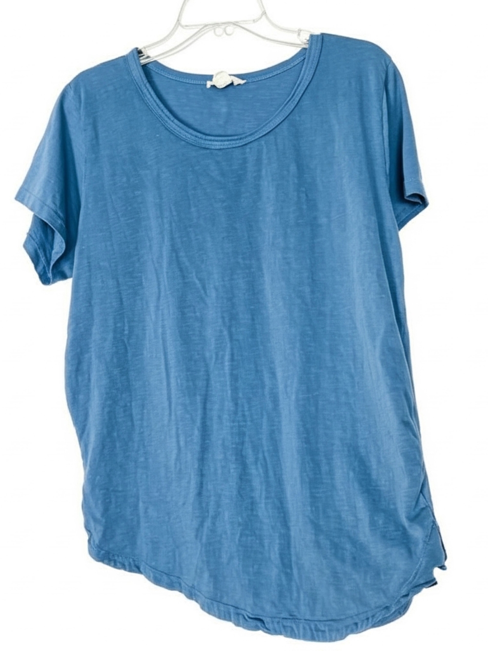 Orientique Naturally Australian Blue Slub Knit Tee Shirt Organic Cotton